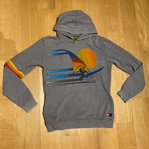 aviator nation windsurf jump pullover hoodie large unisex five stripe jacket